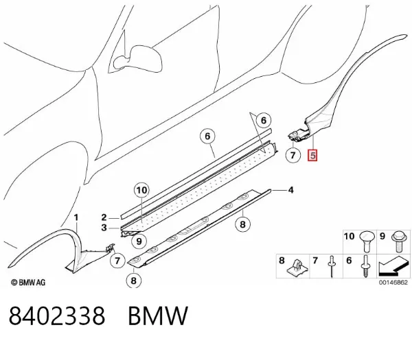 Розширювач заднього крила, правий 8402338 BMW