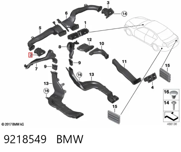 Решітка повітропровода ліва 9218549 BMW