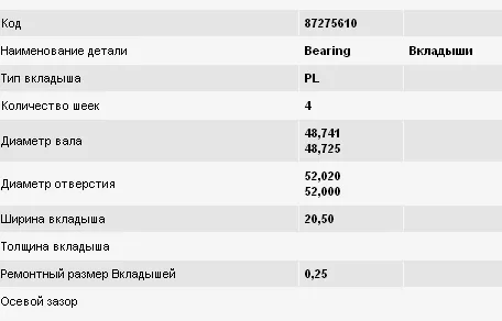 Вкладиші колінвала, шатунні, комплект, 1-й ремонт (+0,25) CR4078AM025 King