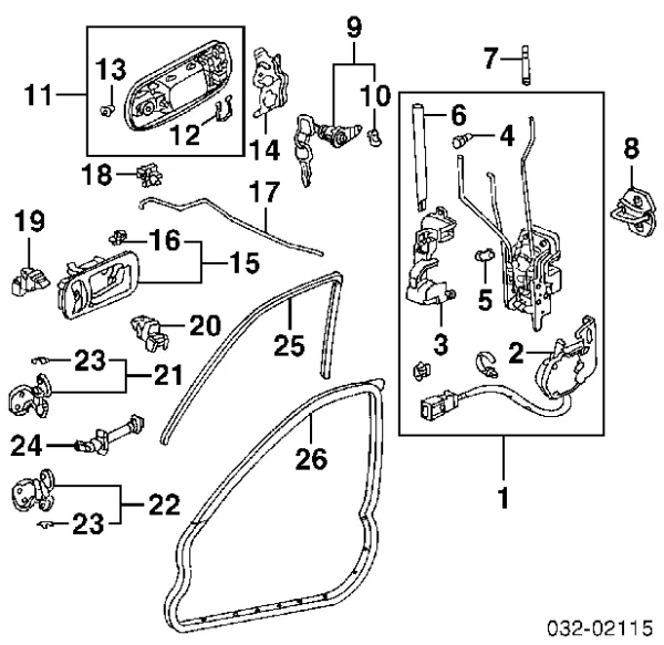 Замок передньої лівої двері 72155S03J11 Honda