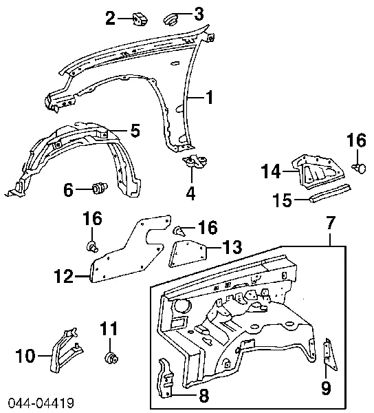 Підкрилок передній лівий 5387635010 Toyota