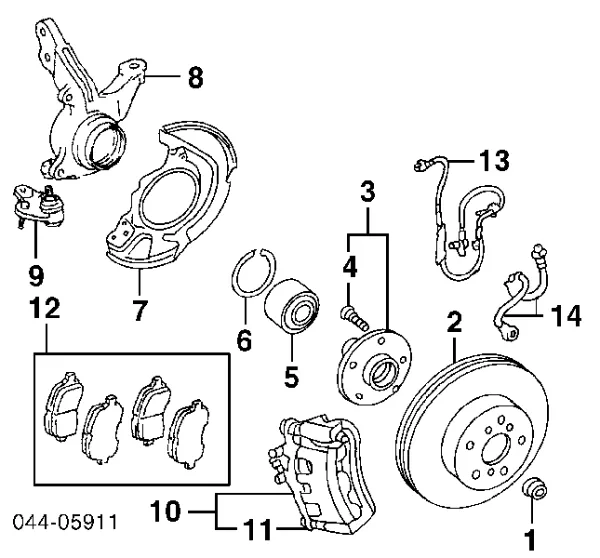 Цапфа - поворотний кулак передній, лівий 4321239025 Toyota