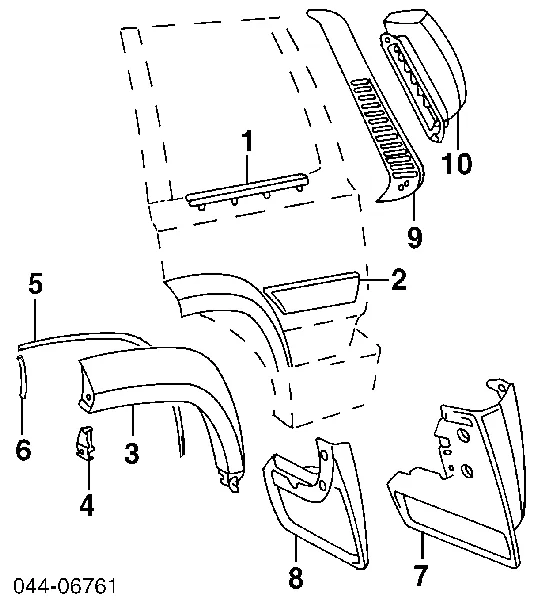 Бризковики задній, правий 7660760170 Toyota