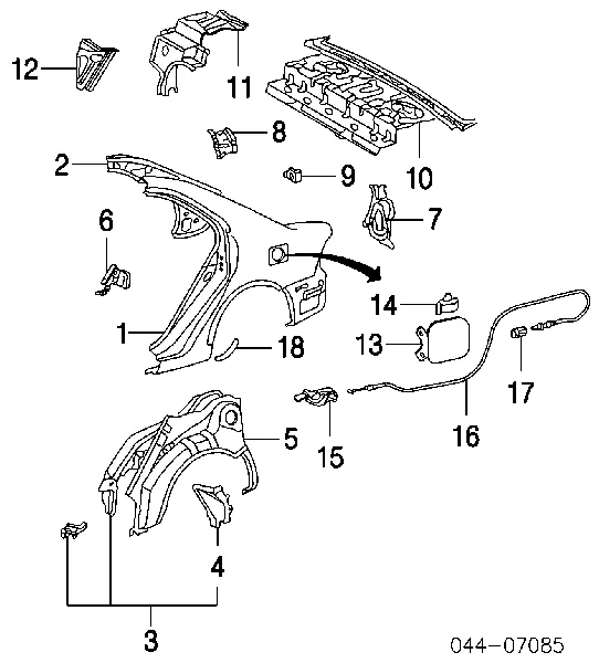 Крило заднє праве 6160102140 Toyota