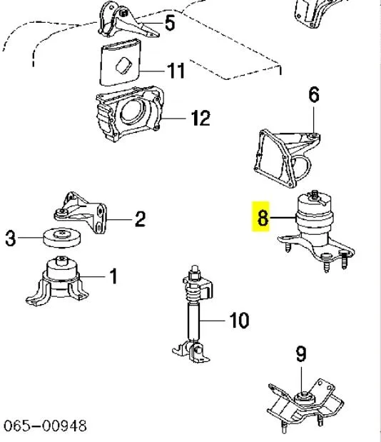 Подушка двигуна задня 1237120050 Toyota
