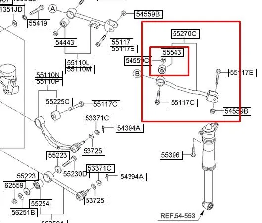 Сайлентблок тяги поперечної, задньої підвіски 555433M100 Hyundai/Kia