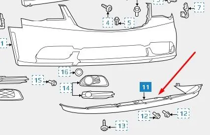 Спойлер переднього бампера 05113133AA Chrysler