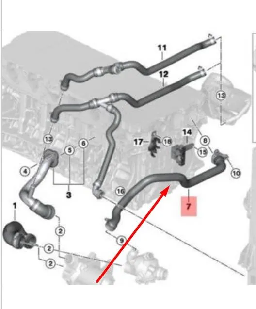 Шланг (патрубок) термостата 11537550062 BMW