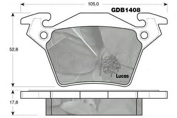 Задні гальмівні колодки GDB1408 Lucas
