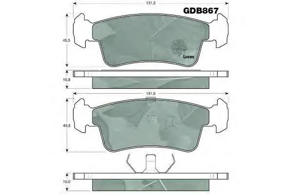 Передні тормозні колодки GDB867 Lucas