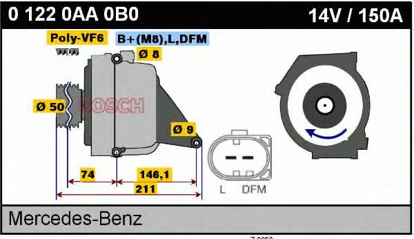 Генератор 01220AA0B0 Bosch