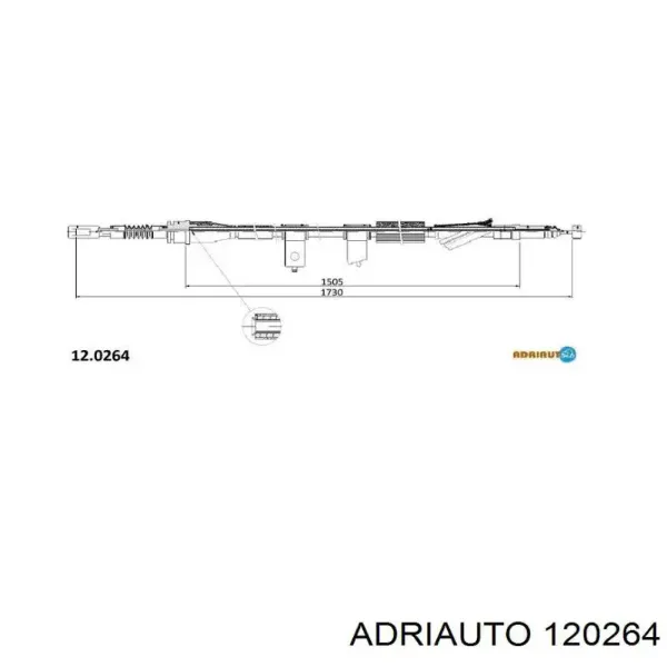 Трос ручного гальма задній, правий 120264 Adriauto