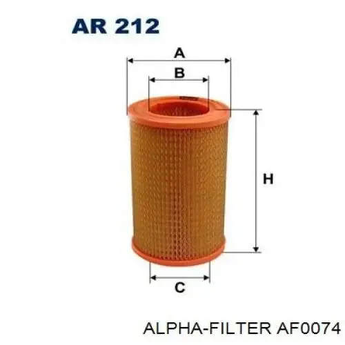 Повітряний фільтр AF0074 Alpha Filter