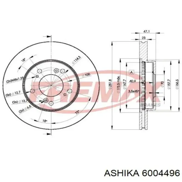 Гальмівні диски передні 6004496 Ashika