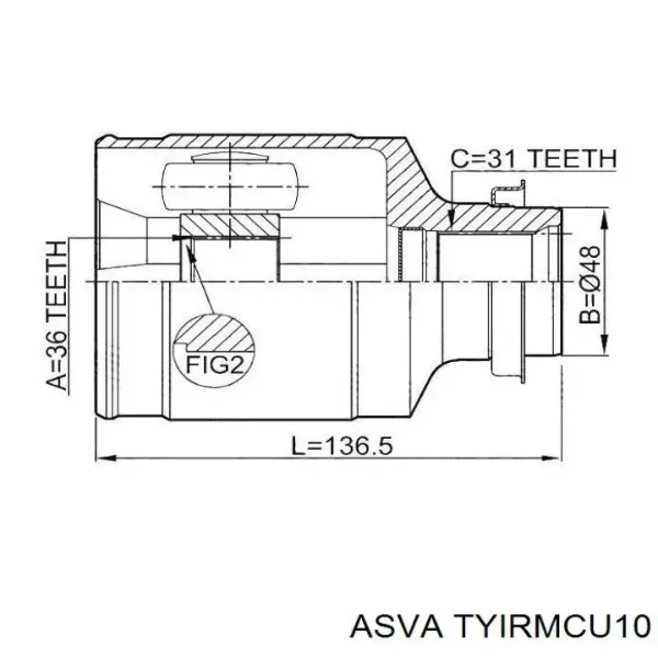 ШРУС внутрішній правий TYIRMCU10 Asva