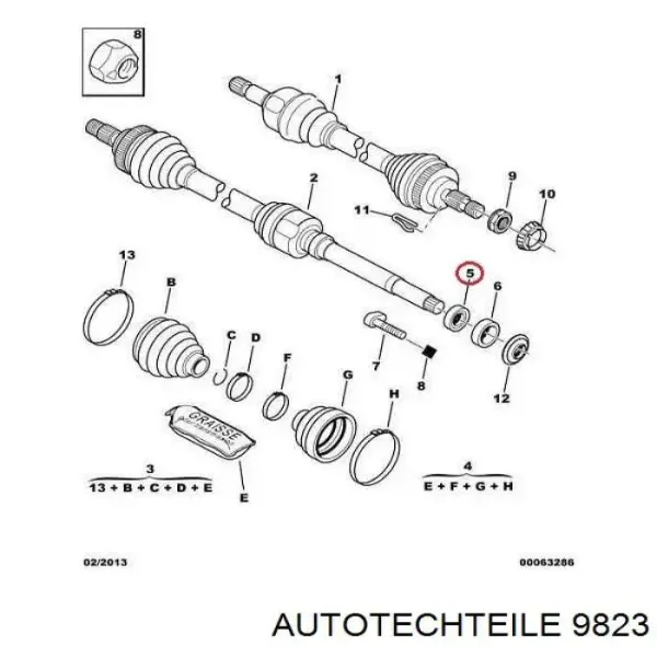 Підвісний підшипник карданного валу 9823 Autotechteile