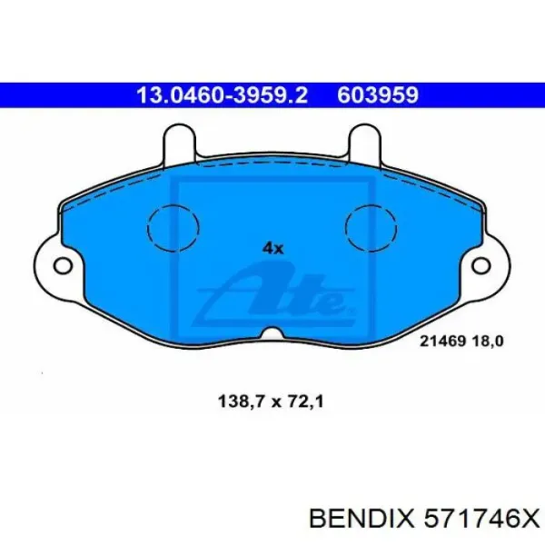 Передні тормозні колодки 571746X Jurid/Bendix