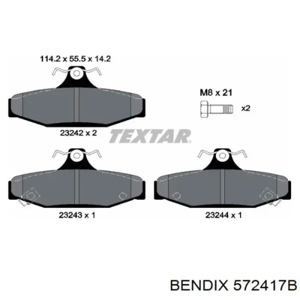 Задні гальмівні колодки 572417B Jurid/Bendix