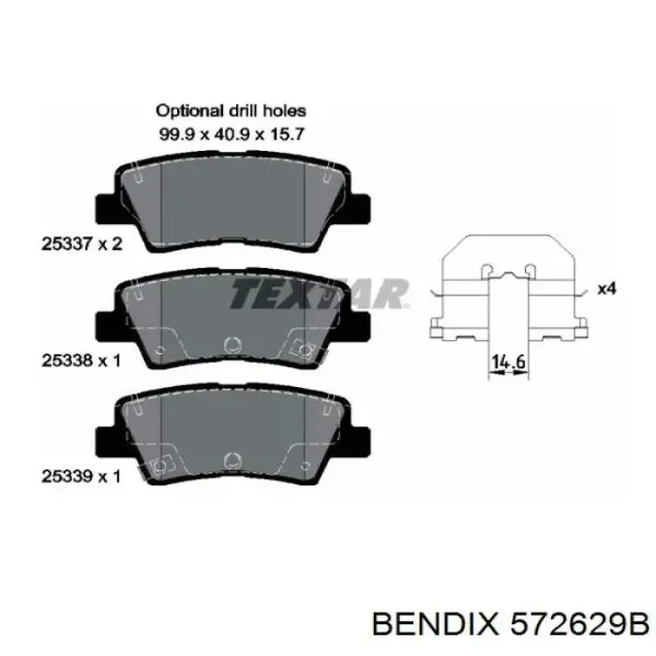 Задні гальмівні колодки 572629B Jurid/Bendix