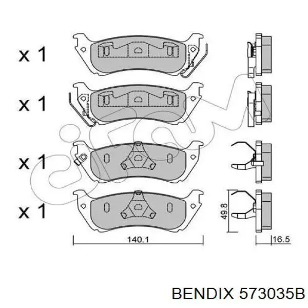 Задні гальмівні колодки 573035B Jurid/Bendix