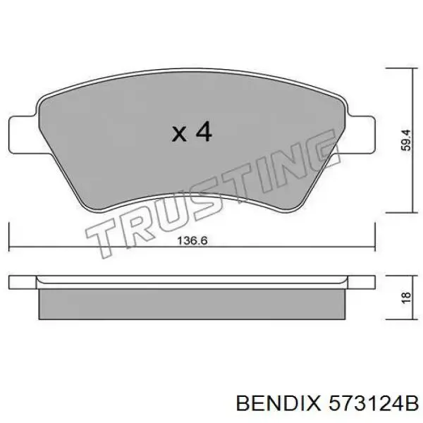 Передні тормозні колодки 573124B Jurid/Bendix