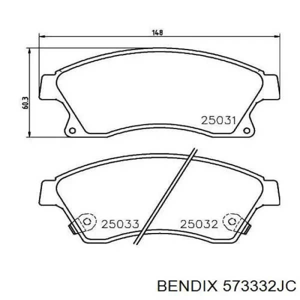 Передні тормозні колодки 573332JC Jurid/Bendix