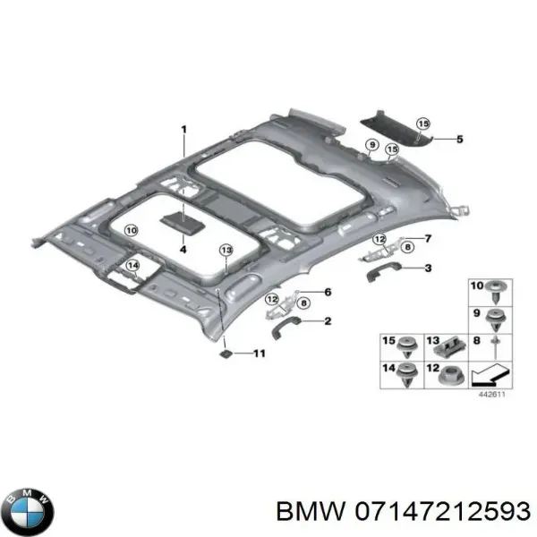 Пістон (кліп) кріплення підкрилки переднього крила 07147212593 BMW