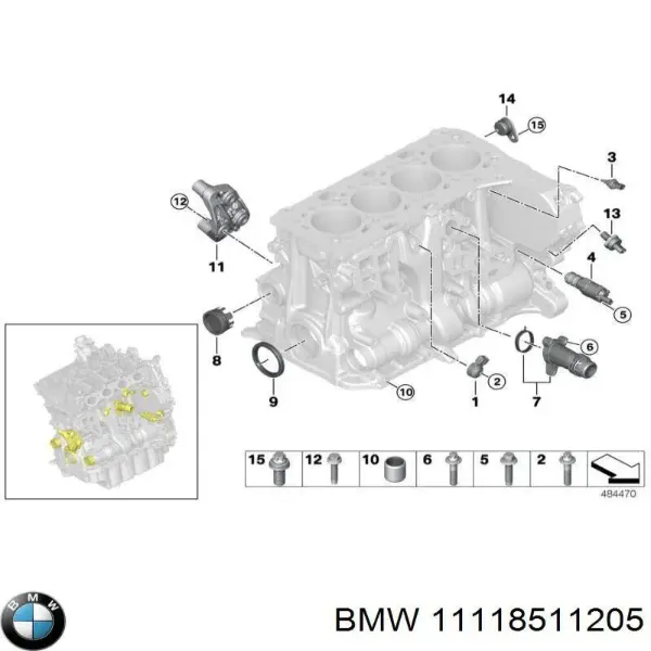 Штуцер блоку системи охолодження 11118511205 BMW