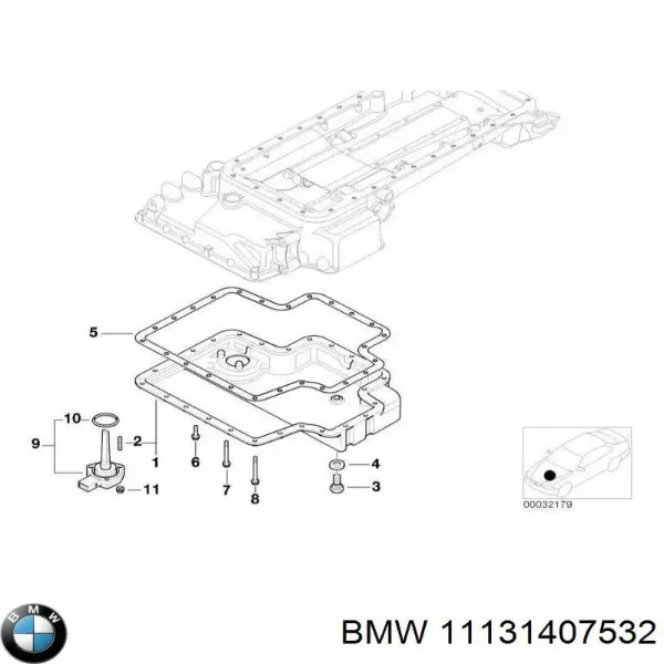 Прокладка піддону картера двигуна, нижня 11131407532 BMW