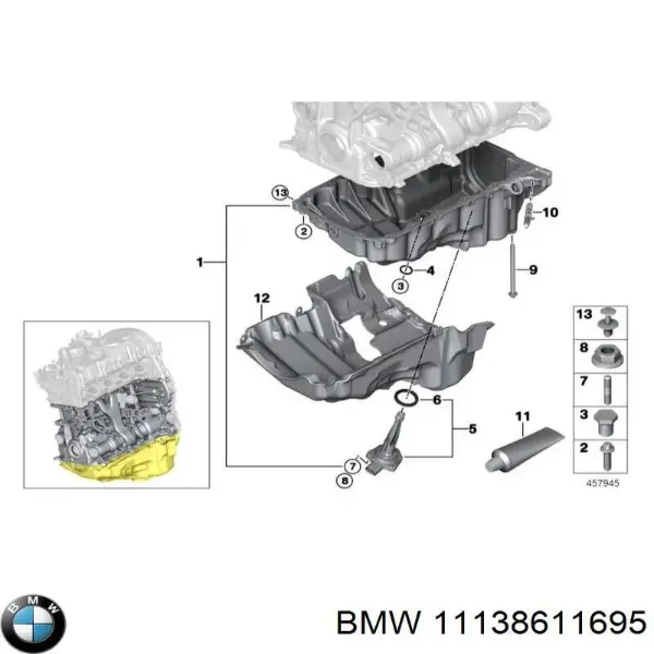 Піддон масляний картера двигуна 11138611695 BMW