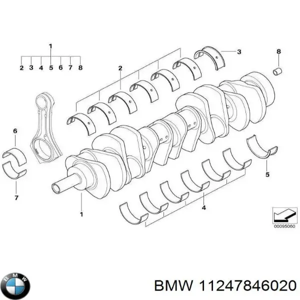 Вкладиші колінвала, шатунні, комплект, 1-й ремонт (+0,25) 11247846020 BMW