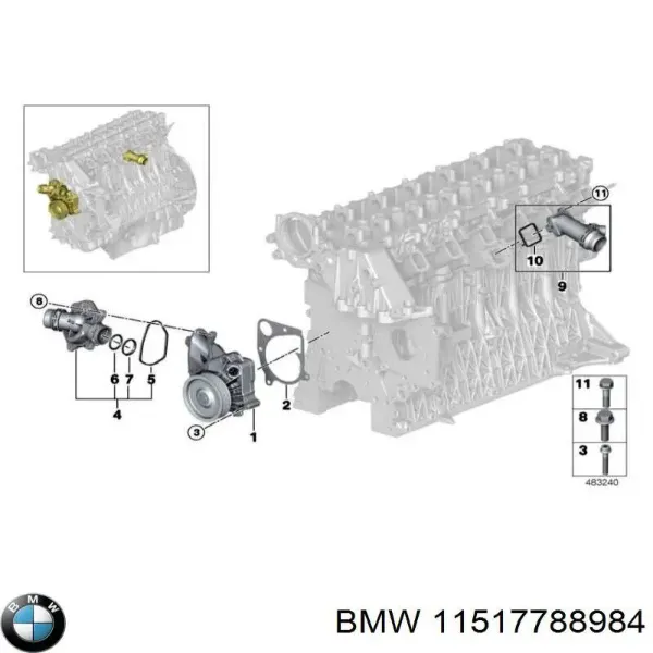 Прокладка корпусу термостата 11517788984 BMW