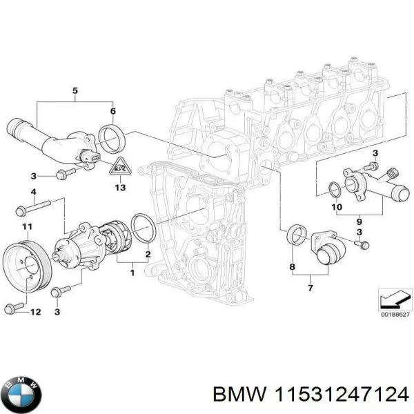 Прокладка фланця (трійника) системи охолодження 11531247124 BMW