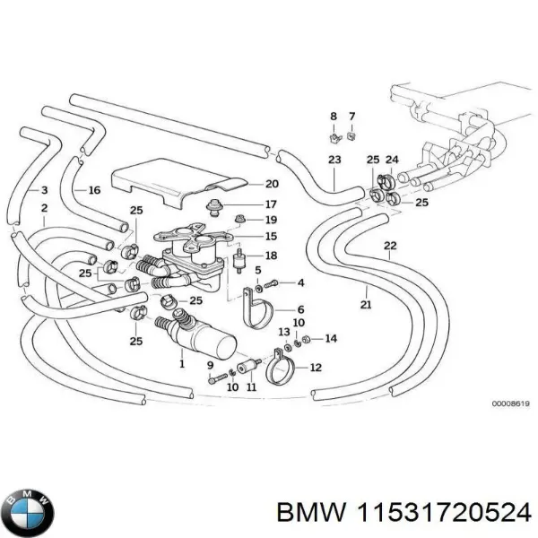 Шланг/патрубок радіатора охолодження, нижній 11531720524 BMW