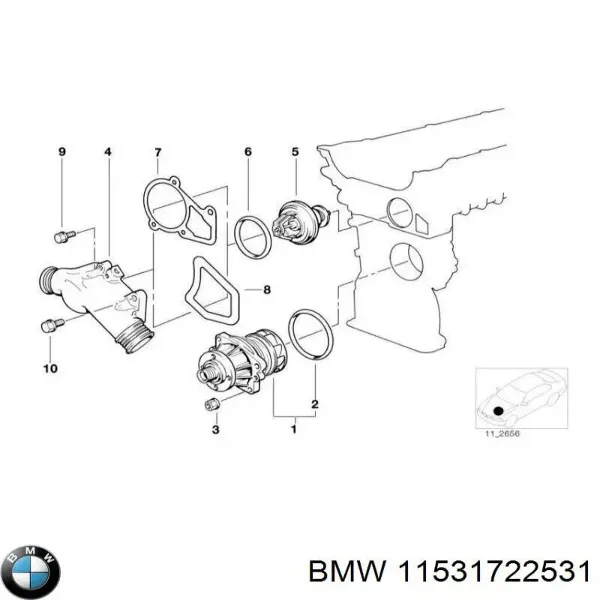 Корпус термостата 11531722531 BMW