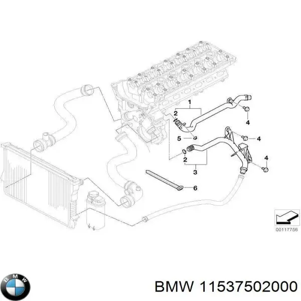 Шланг/патрубок водяного насосу, приймальний 11537502000 BMW