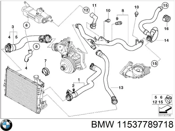 Шланг/патрубок радіатора охолодження, нижній 11537789718 BMW