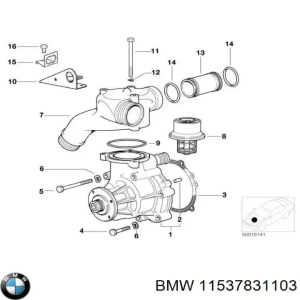 Корпус термостата 11537831103 BMW