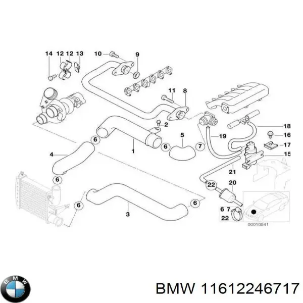 Шланг/патрубок інтеркулера, нижній 11612246717 BMW