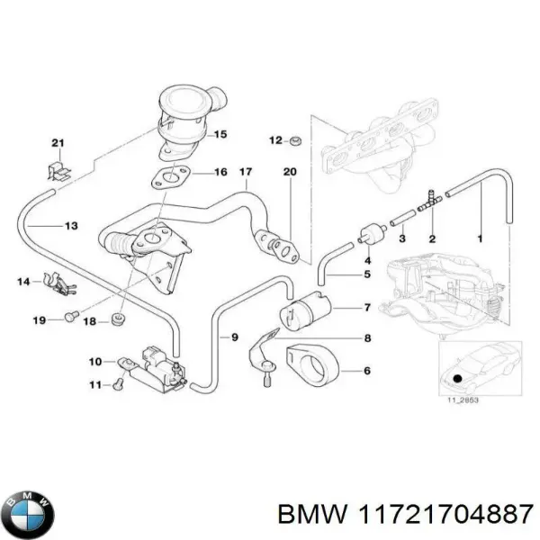Клапан подачі вторинного повітря 11721704887 BMW