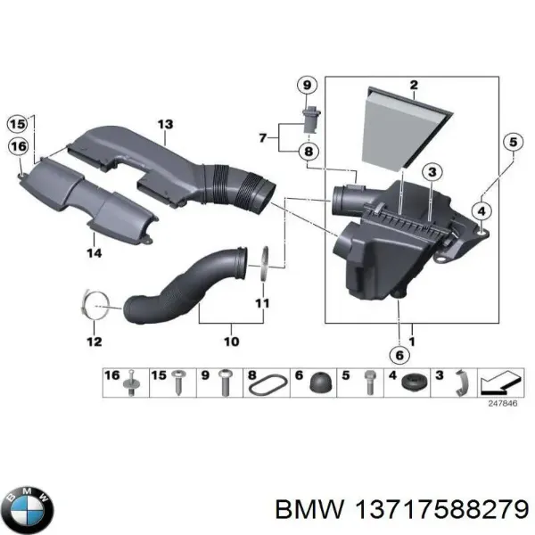 Патрубок повітряний, вхід повітряного фільтра 13717588279 BMW