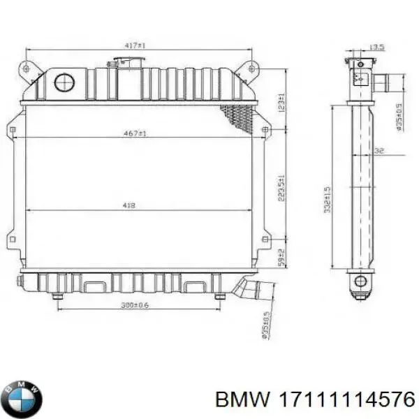 Радіатор 17111114576 BMW