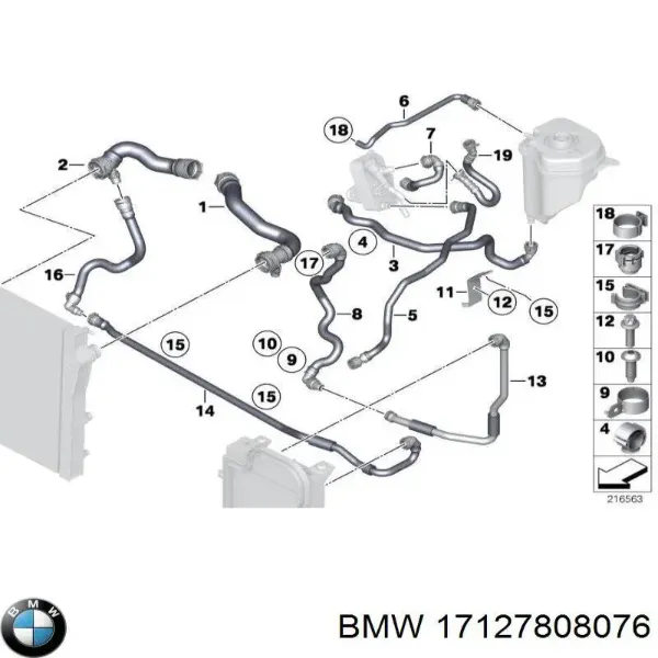Шланг/патрубок радіатора охолодження, верхній 7808076 BMW