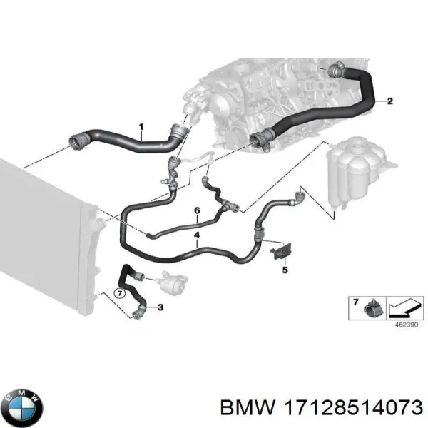 Шланг/патрубок радіатора охолодження, нижній 17128514073 BMW