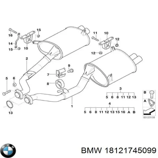 Глушник, задня частина BMW 7 E38