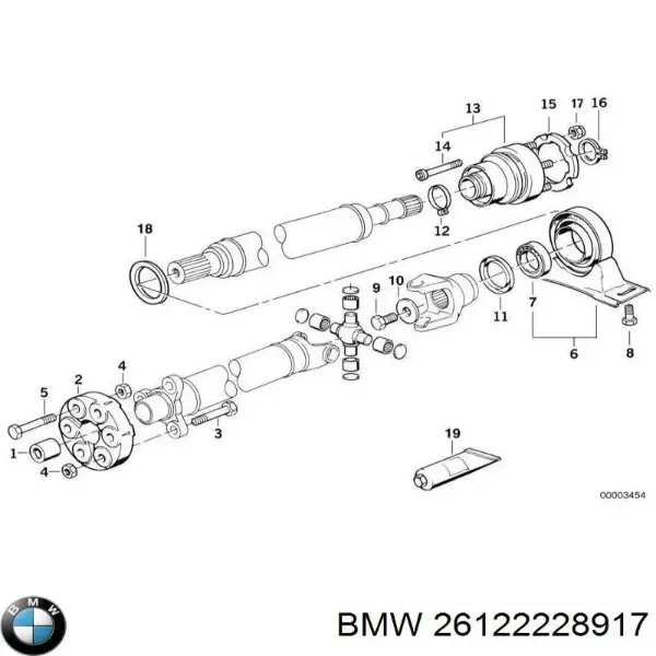 Підвісний підшипник карданного валу 26122228917 BMW