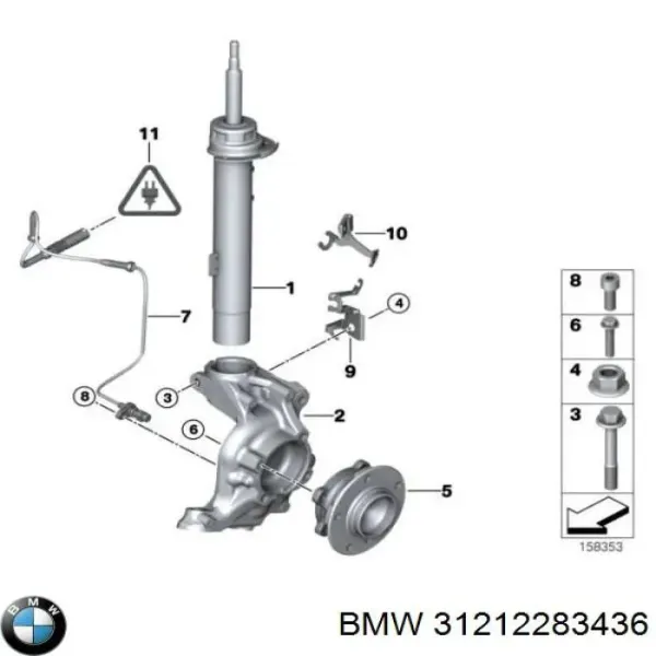 Цапфа - поворотний кулак передній, правий 31212283436 BMW