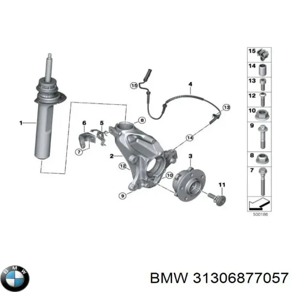 Амортизатора передній лівий 31306877057 BMW