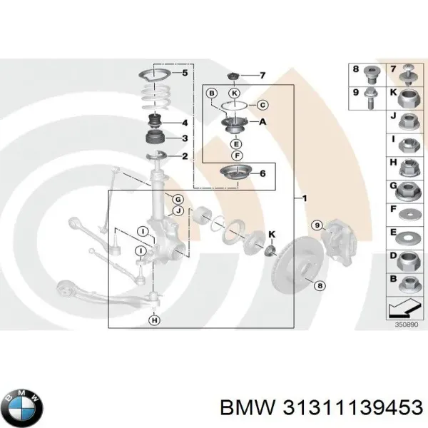 Гайка штока амортизатора переднього 31311139453 BMW