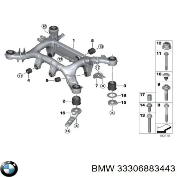 Сайлентблок задньої балки 45036 Lemforder